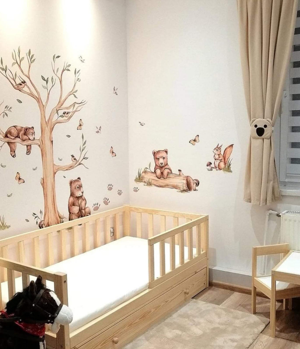 Łóżko bez domku z szufladą naturalne