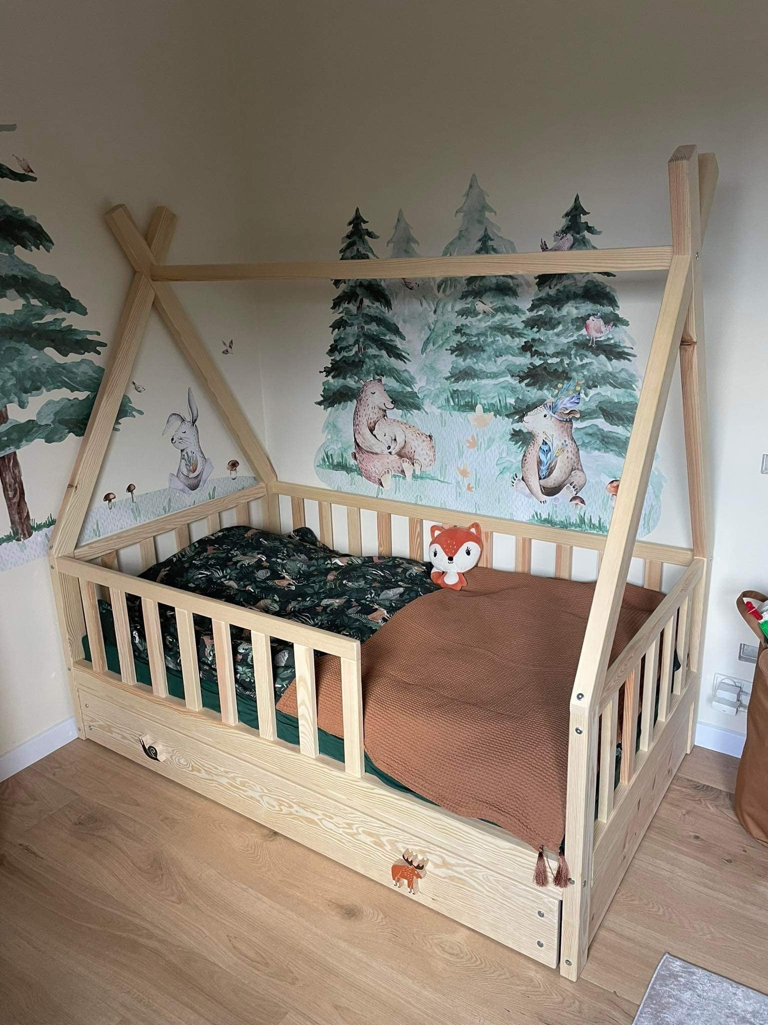 Łóżko tipi naturalne z szufladą