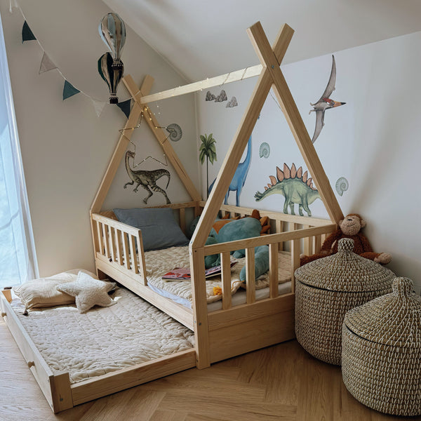 Łóżko tipi naturalne z dodatkowym spaniem