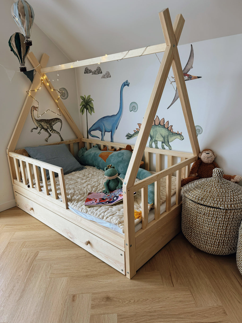 Łóżko tipi naturalne z szufladą