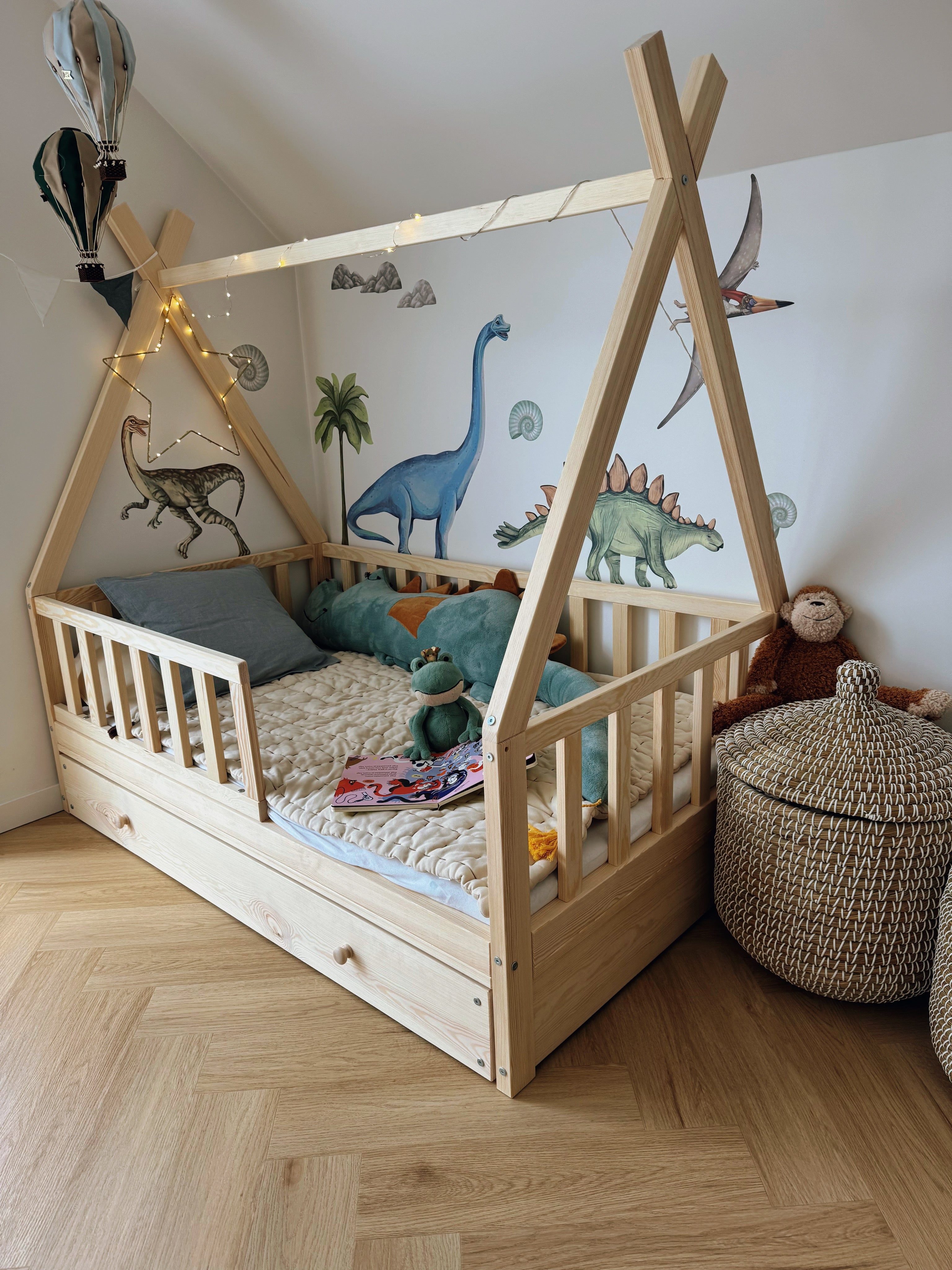 Łóżko tipi naturalne z szufladą